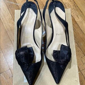 Christian Louboutin Black Slingback Heels with Transparent Accents